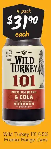 Cellarbrations Wild Turkey 101 6.5% Premix Range Cans offer