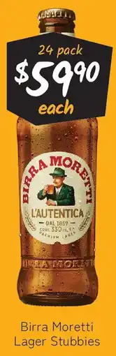 Cellarbrations Birra Moretti Lager Stubbies offer