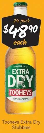 Cellarbrations Tooheys Extra Dry Stubbies offer