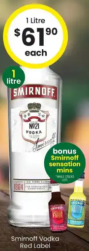 The Bottle O Smirnoff vodka red label offer