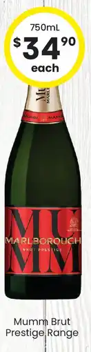 The Bottle O Mumm Brut Prestige Range offer