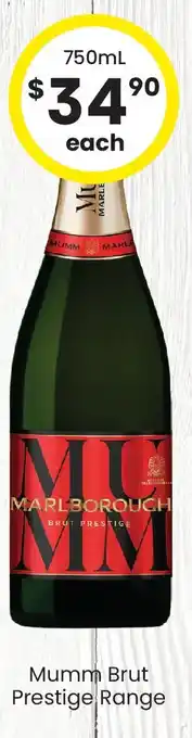 The Bottle O Mumm Brut Prestige Range offer