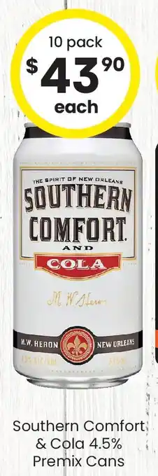 The Bottle O Southern Comfort & Cola 4.5% Premix Cans offer