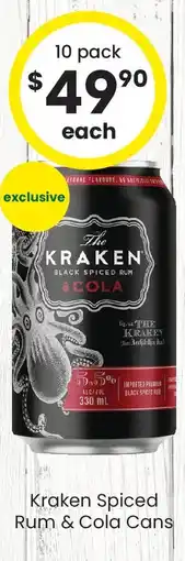 The Bottle O Kraken Spiced Rum & Cola Cans offer