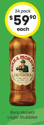 The Bottle O Birra Moretti Lager Stubbies offer