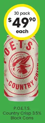 The Bottle O P.O.E.T.S. Country Crisp 3.5% Block Cans offer