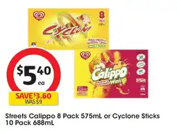 Coles Streets calippo or cyclone sticks offer
