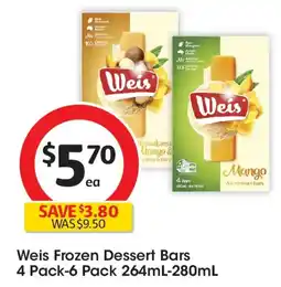 Coles Weis frozen dessert bars offer