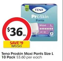 Coles Tena proskin maxi pants size offer