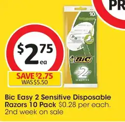 Coles Bic easy sensitive disposable razors offer