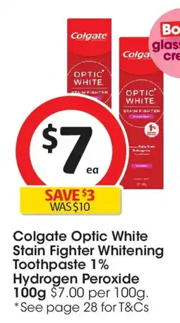 Coles Colgate optic white stain fighter whitening toothpaste offer