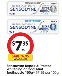 Coles Sensodyne repair & protect whitening or cool mint toothpaste offer