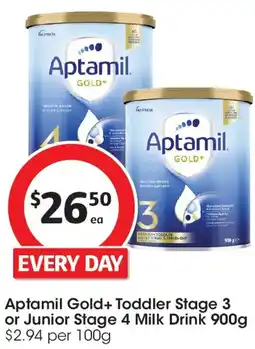 Coles Aptamil gold+ toddler stage 3 or junior stage 4 milk drink offer