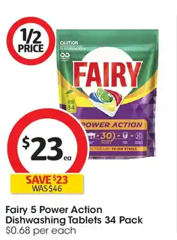 Coles Fairy power action dishwashing tablets offer