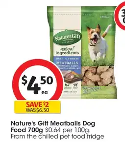 Coles Nature's gift meatballs dog food offer