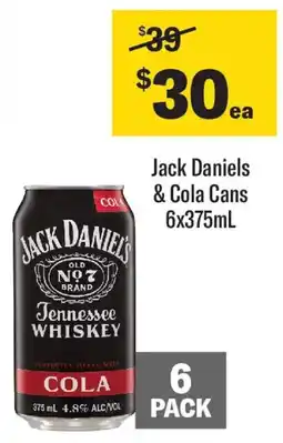 Coles Jack daniels & cola cans offer
