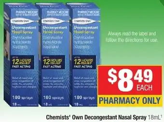 Direct Chemist Outlet Chemists' Own Decongestant Nasal Spray offer