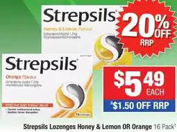 Direct Chemist Outlet Strepsils Lozenges Honey & Lemon OR Orange offer