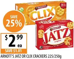 Supabarn Arnott's jatz or clix crackers offer