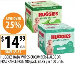 Supabarn Huggies baby wipes cucumber & aloe or fragrance offer