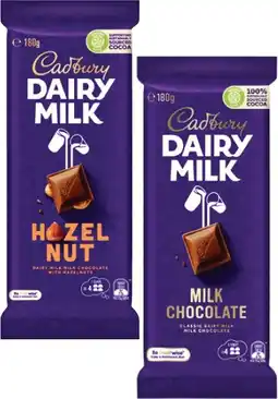 Coles Cadbury Dairy Milk Block Chocolate 150g-190g offer
