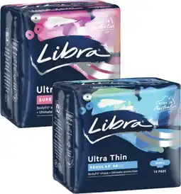 Coles Libra Ultra Thin Pads with Wings Regular 14 Pack or Super 12 Pack offer