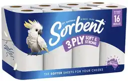 Coles Sorbent 3-Ply Soft & Strong Toilet Paper 16 Pack offer