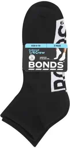 Coles Bonds Men's 1/4 Crew Socks 3 Pack offer