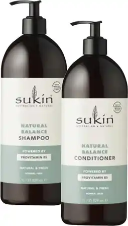Coles Sukin Shampoo or Conditioner 1 Litre offer