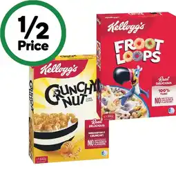 Woolworths Kellogg’s Crunchy Nut Corn Flakes 640g or Froot Loops 460g offer
