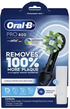 Coles Oral B Pro 800 Cross Action Black Electric Toothbrush 1 Pack offer