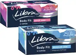 Coles Libra Body Fit Tampons Regular or Super 16 Pack offer