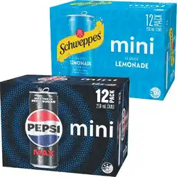 Woolworths Pepsi Max, Schweppes Lemonade or Solo Soft Drink Varieties 12 x 250ml offer
