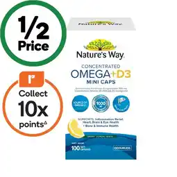 Woolworths Nature’s Way Concentrated Omega + D3 Mini Capsules Pk 100^ offer