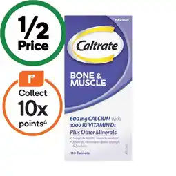 Woolworths Caltrate Bone & Muscle With Calcium & Vitamin D3 Tablets Pk 100^ offer
