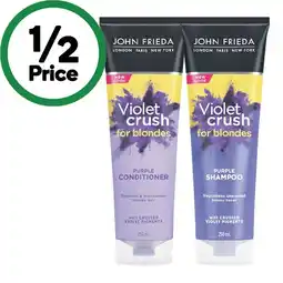 Woolworths John Frieda Shampoo or Conditioner 250ml offer
