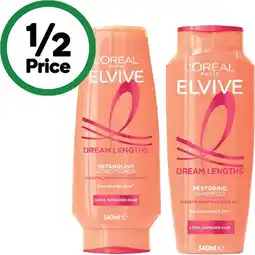 Woolworths L’Oréal Paris Elvive Shampoo or Conditioner 340ml offer