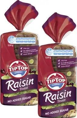 Coles Tip Top Raisin Toast 520g-600g offer