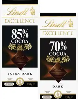 Coles Lindt Excellence Block Chocolate 80g-100g offer