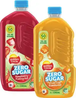 Coles Golden Circle Zero Sugar Cordial 2 Litre offer