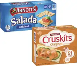 Coles Arnott's Cruskits or Salada Crispbreads 125g-250g offer
