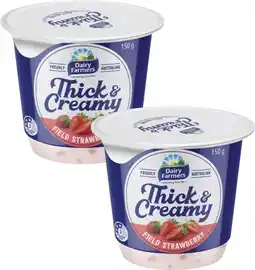 Coles Dairy Farmers Thick & Creamy Yoghurt 140g-150g offer