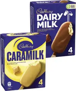 Coles Cadbury Dairy Milk Sticks 4 Pack-6 Pack 300mL-360mL offer