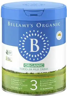 Coles Bellamy's Organic Step 3 Milk Drink 800g offer