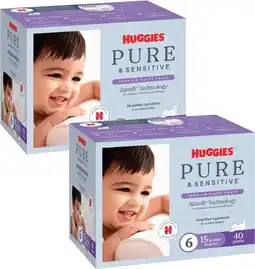 Coles Huggies Pure & Sensitive Nappy Pants 40 Pack-54 Pack or Nappies 68 Pack-86 Pack offer