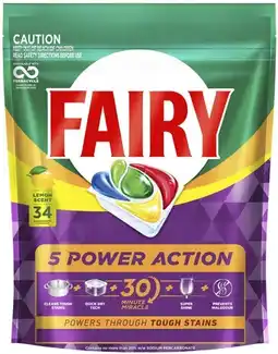 Coles Fairy 5 Power Action Dishwashing Tablets 34 Pack offer