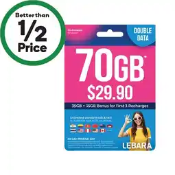 Woolworths Lebara $29.90 Starter Pack† offer
