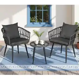 Woolworths Gardeon 3PC Outdoor Bistro Set Patio Furniture Grey offer
