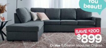 Fantastic Furniture Drake 5 Seater Modular Chaise offer