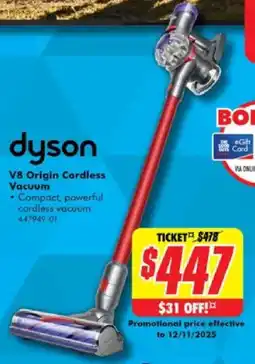 The Good Guys dyson V8 Origin Cordless Vacuum offer